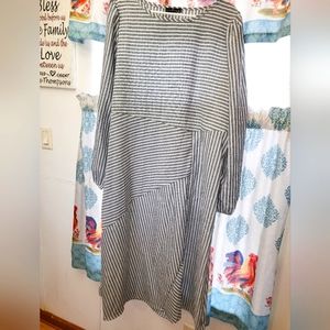 Blue and white striped dress